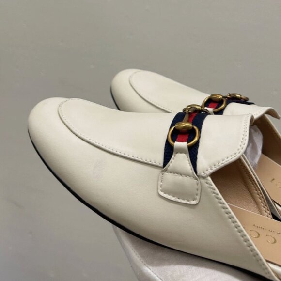 NWOB Gucci Women's Princetown Leather Horse Bit Mule White Size 40. - Picture 6 of 10